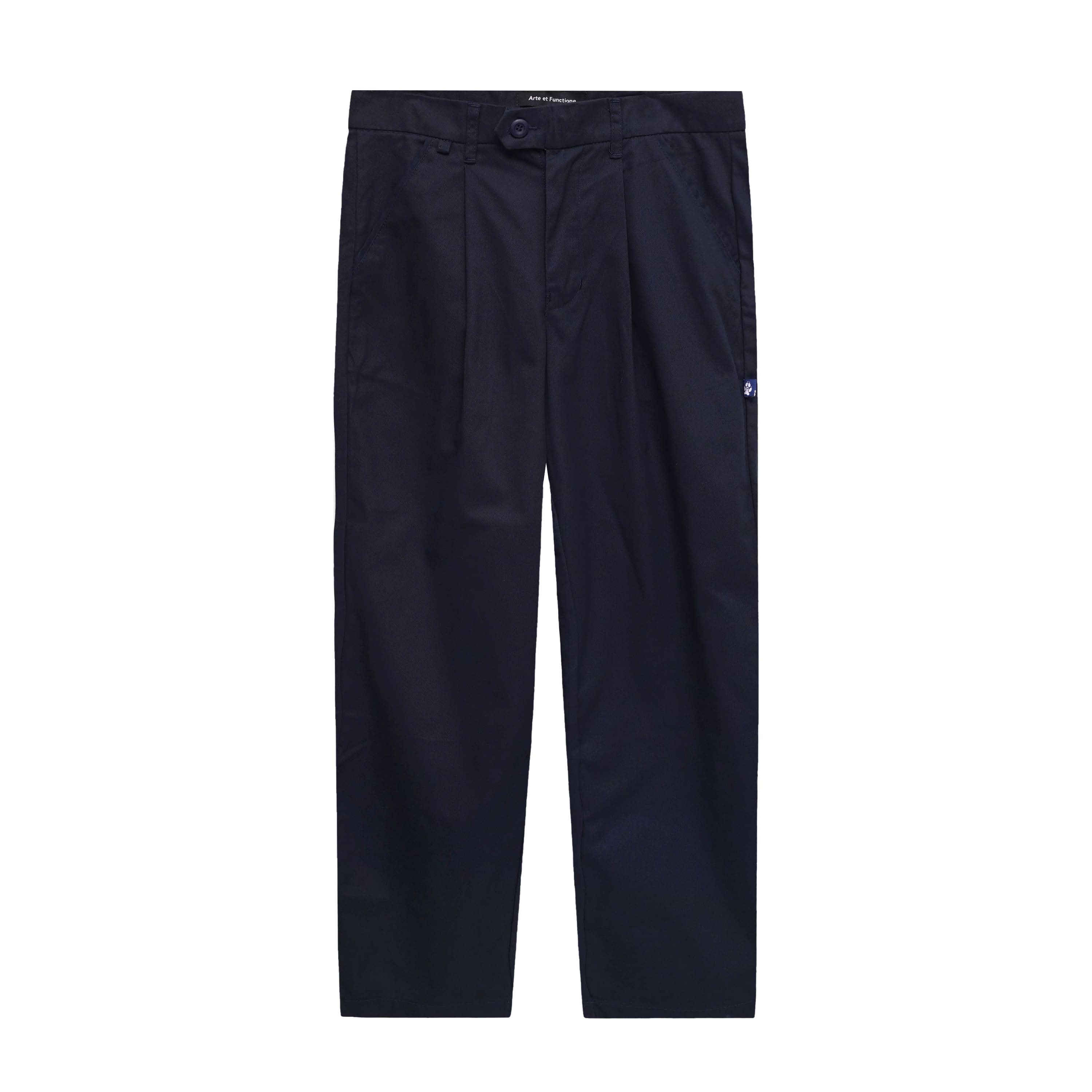 Pleated Cotton Twill Trousers in Navy