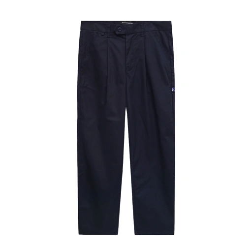 Pleated Cotton Twill Trousers in Navy