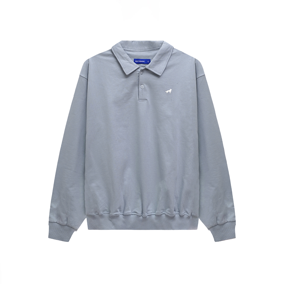 Franc Polo Terry Longsleeve In Gray Blue