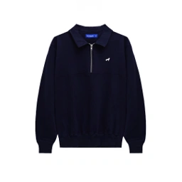 フランフラン Franc Half Zip Terry Sweatshirt in Navy - GUT FRANC | Defines Pop