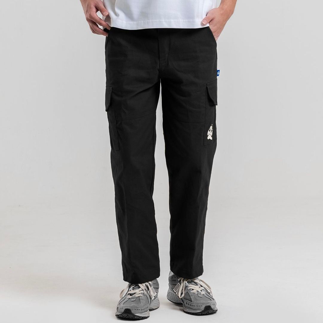 Cotton Cargo Twill Pants in Black
