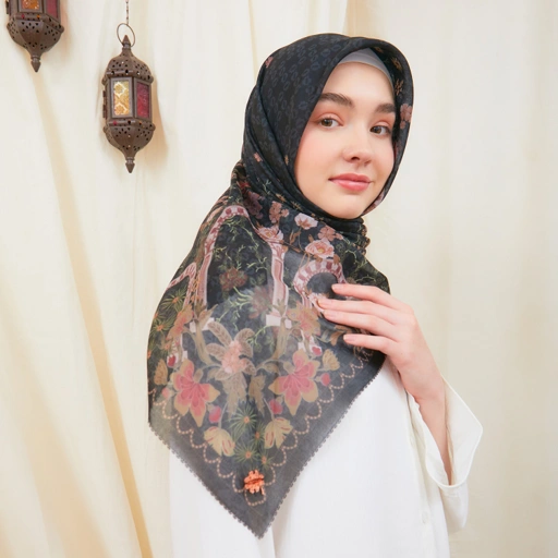 Image of Marshavel Scarves - Floral Symphony Black Midnight