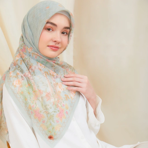 Image of Marshavel Scarves - Floral Symphony Sage Natural
