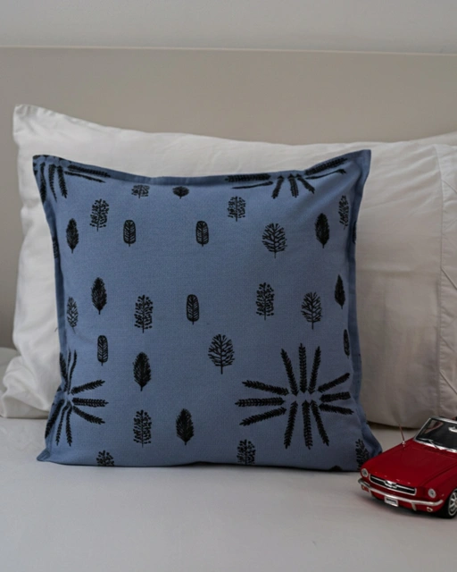 Image of Cushion Cover Winter Forest - Stripe Blue