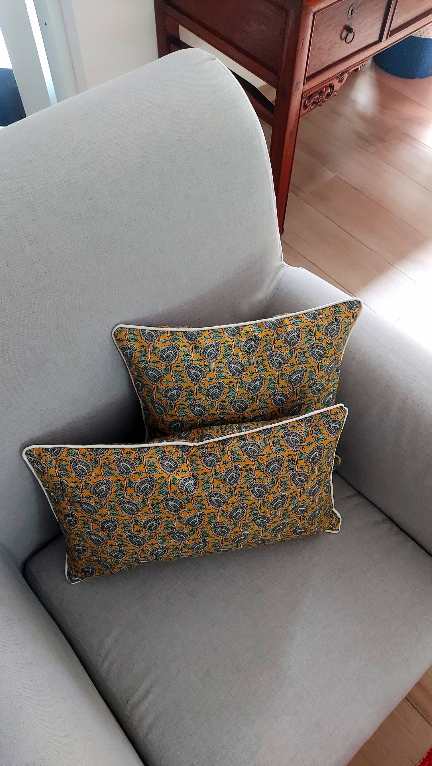 Cushion Cover Paisley Floral - Yellow
