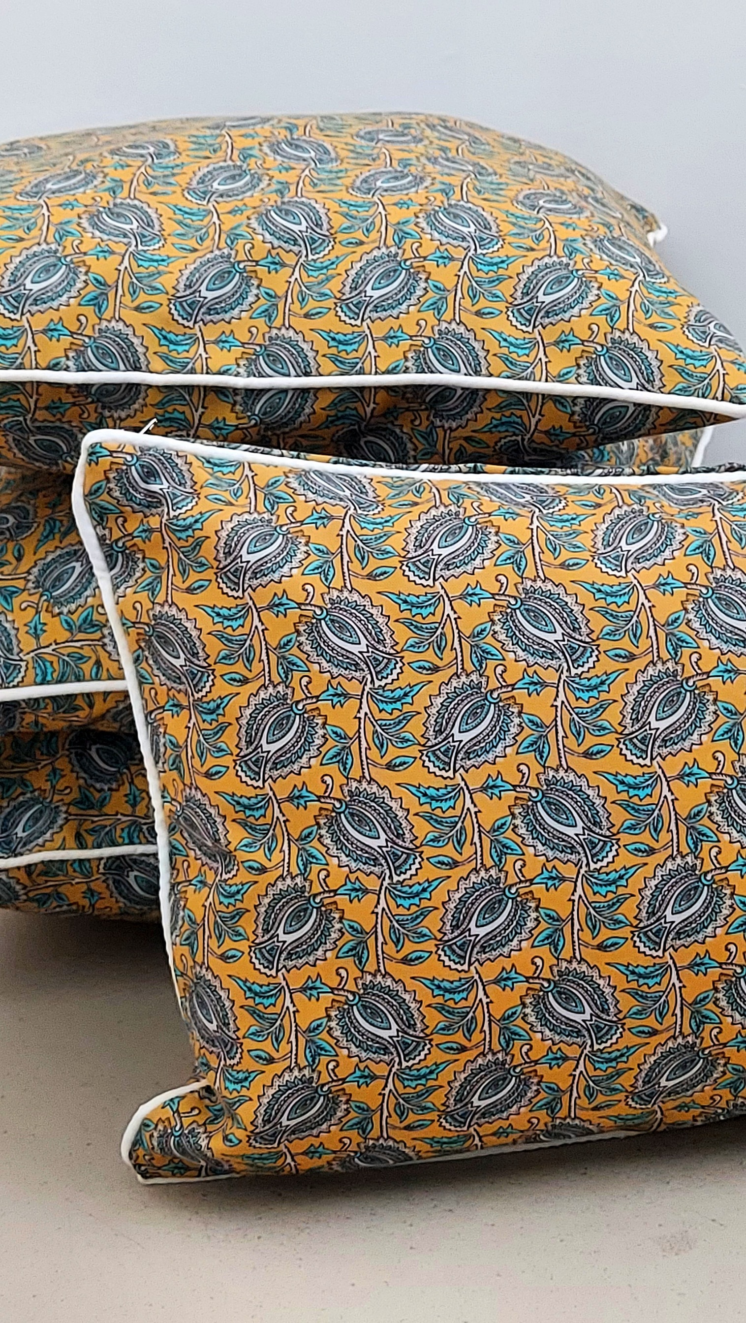 Cushion Cover Paisley Floral - Yellow