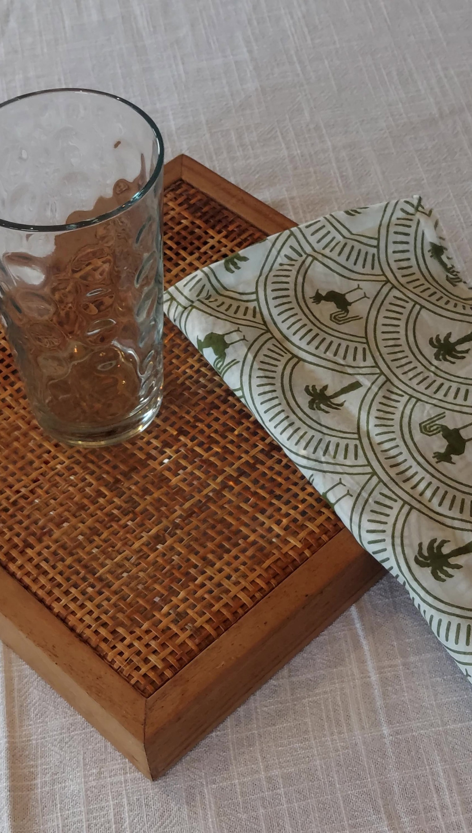 Tableclotch Slub Green Stitch Yamazaki - White