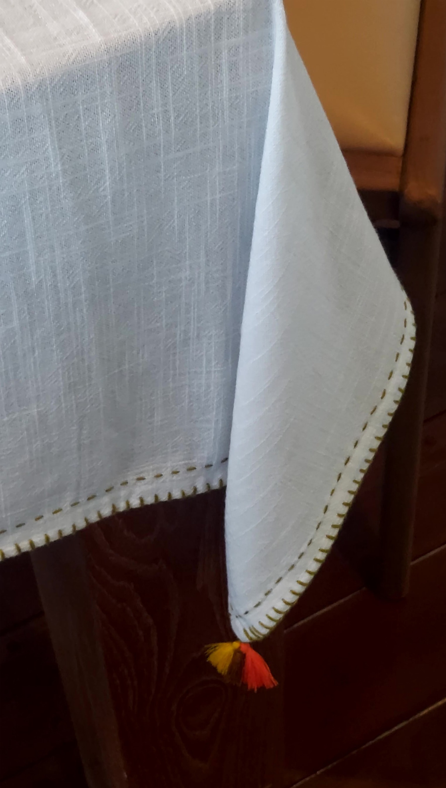 Tableclotch Slub Green Stitch Yamazaki - White