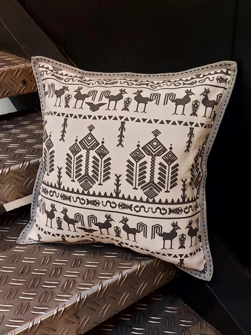 Image of Cushion Cover Sumba Stitched - Gray