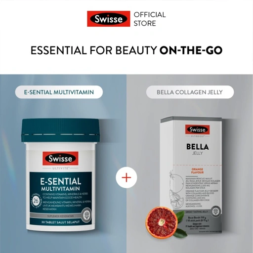 Image of Bundling Swisse Ultivite E-Sential Multivitamin 30s + Swisse Ultiboost Bella Collagen Jelly 15 x 10gr