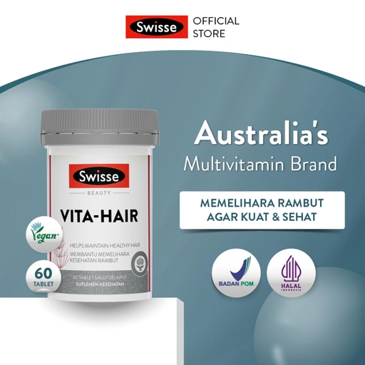 Image of Swisse Beauty Vita-Hair Film Coated 60s - Multivitamin Suplemen & Vitamin Perawatan Rambut