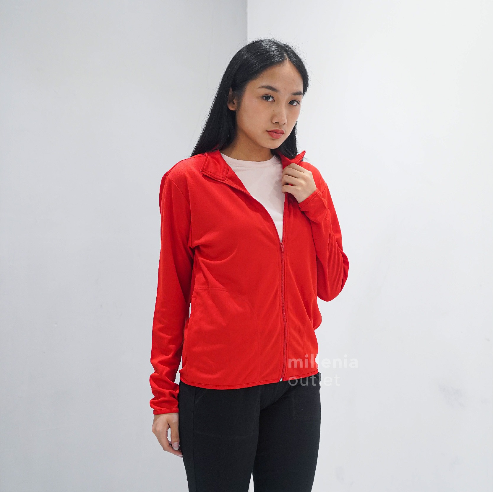 Jaket Olahraga Wanita Kerah Tinggi Bahan Berpori - Women Sport Jacket Zipper