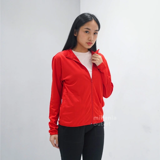 Image of Jaket Olahraga Wanita Kerah Tinggi Bahan Berpori - Women Sport Jacket Zipper