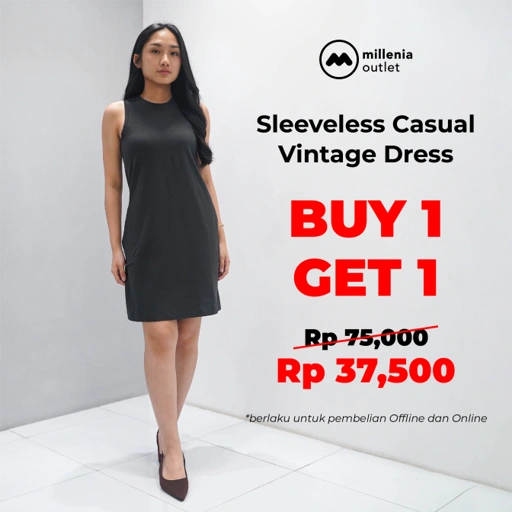 Image of Dress Mini Wanita Daily Casual Bahan Cotton Tanpa Lengan - Women Vintage Casual Mini Sleeveless Dress