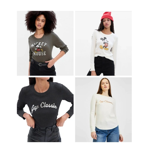 Image of Kaos Wanita Waffle-Knit Graphic T-Shirt