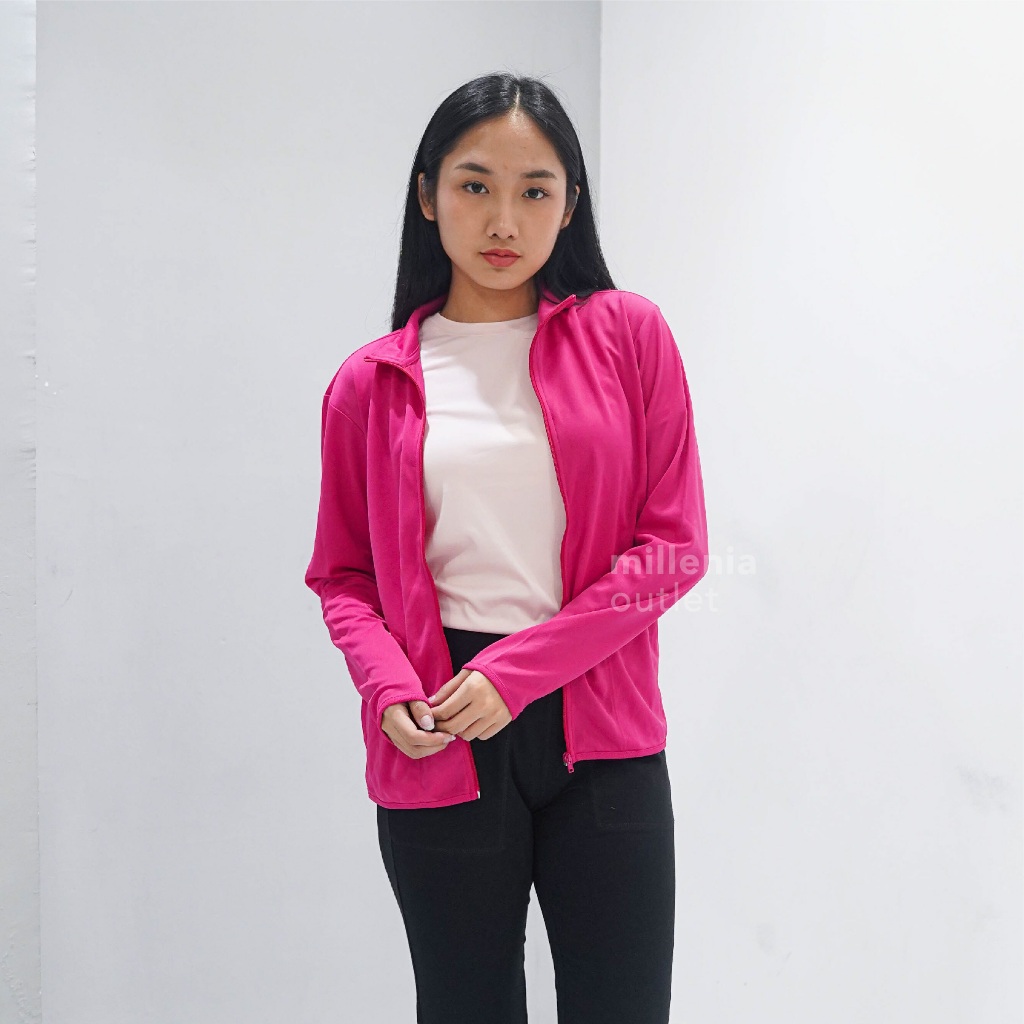 Jaket Olahraga Wanita Kerah Tinggi Bahan Berpori - Women Sport Jacket Zipper