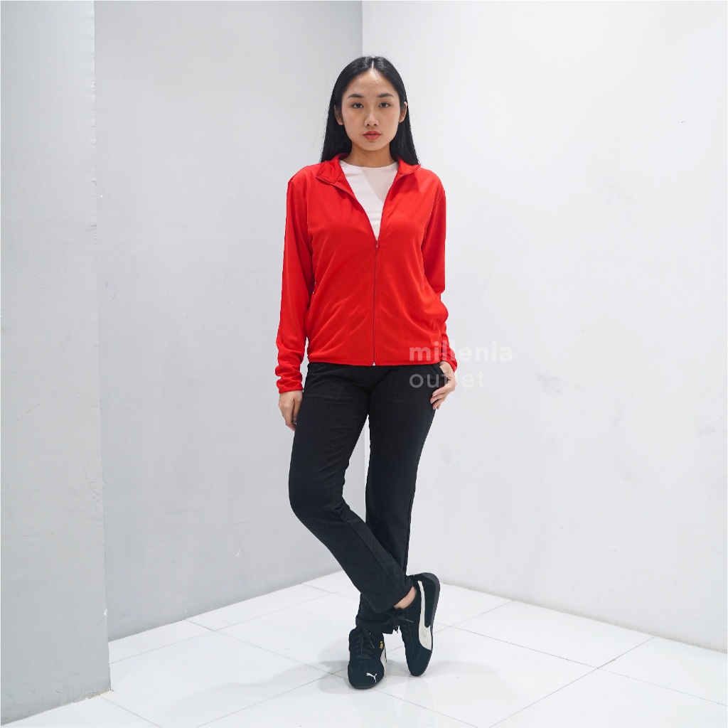 Jaket Olahraga Wanita Kerah Tinggi Bahan Berpori - Women Sport Jacket Zipper