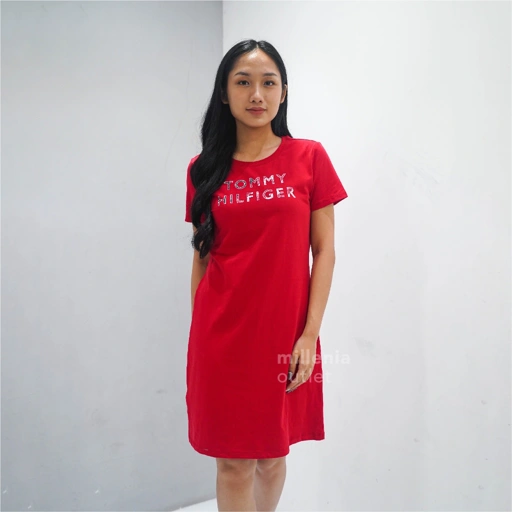 Image of MO Dress Kaos Lengan Pendek Wanita - Women Casual Graphic T-shirt Dress
