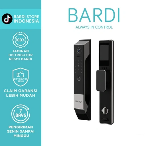 Image of BARDI Smart Door Lock With Face Recognition | Sensor wajah Hitam Silver Alarm