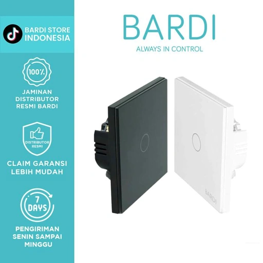 Image of BARDI Smart Light WallSwitch Touch WiFi - EU 1 Gang White Putih /Black Hitam Saklar