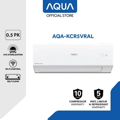 Image of AQUA Elektronik Air Conditioner AC AQA-KCR5VRAL 1/2 PK Inverter UV COOL SMART | With UVC Sterillization Cooler