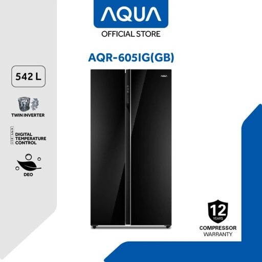 Image of AQUA JAPAN AQR-605IG(GB) Side By Side Inverter Glass Door