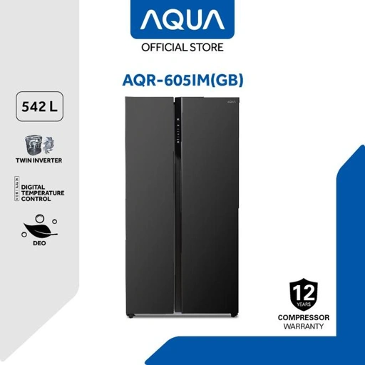Image of AQUA Elektronik Kulkas Side by Side Inverter AQR-605IM 542 Liter