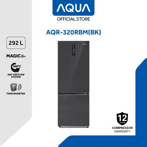 Image of AQUA JAPAN Kulkas 2 Pintu Freezer Bawah AQR-320RBM(BK)