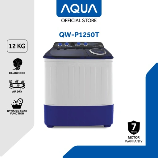Image of AQUA Elektronik Mesin Cuci Twin Tube 12 Kg QW-P1250T