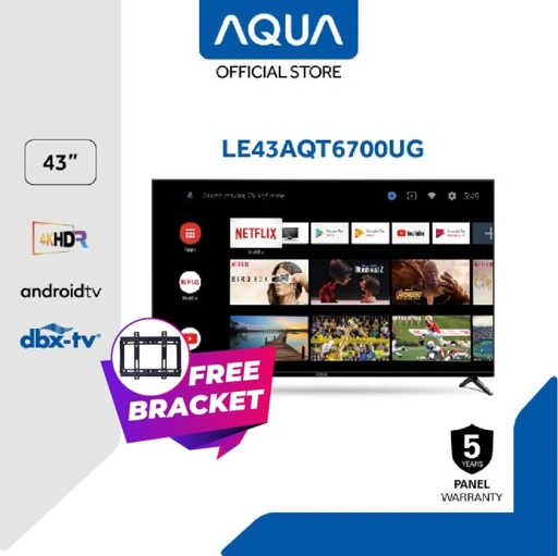 Image of AQUA JAPAN TV 43 INCH SMART ANDROID DVB T2 43AQT6700 4K UHD | RESMI
