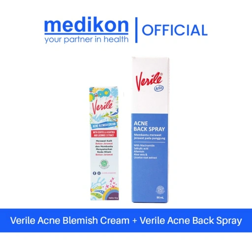 Image of Medikon Verile Blemish Cream 10gr + Medikon Verile Acne Back Spray 90mL
