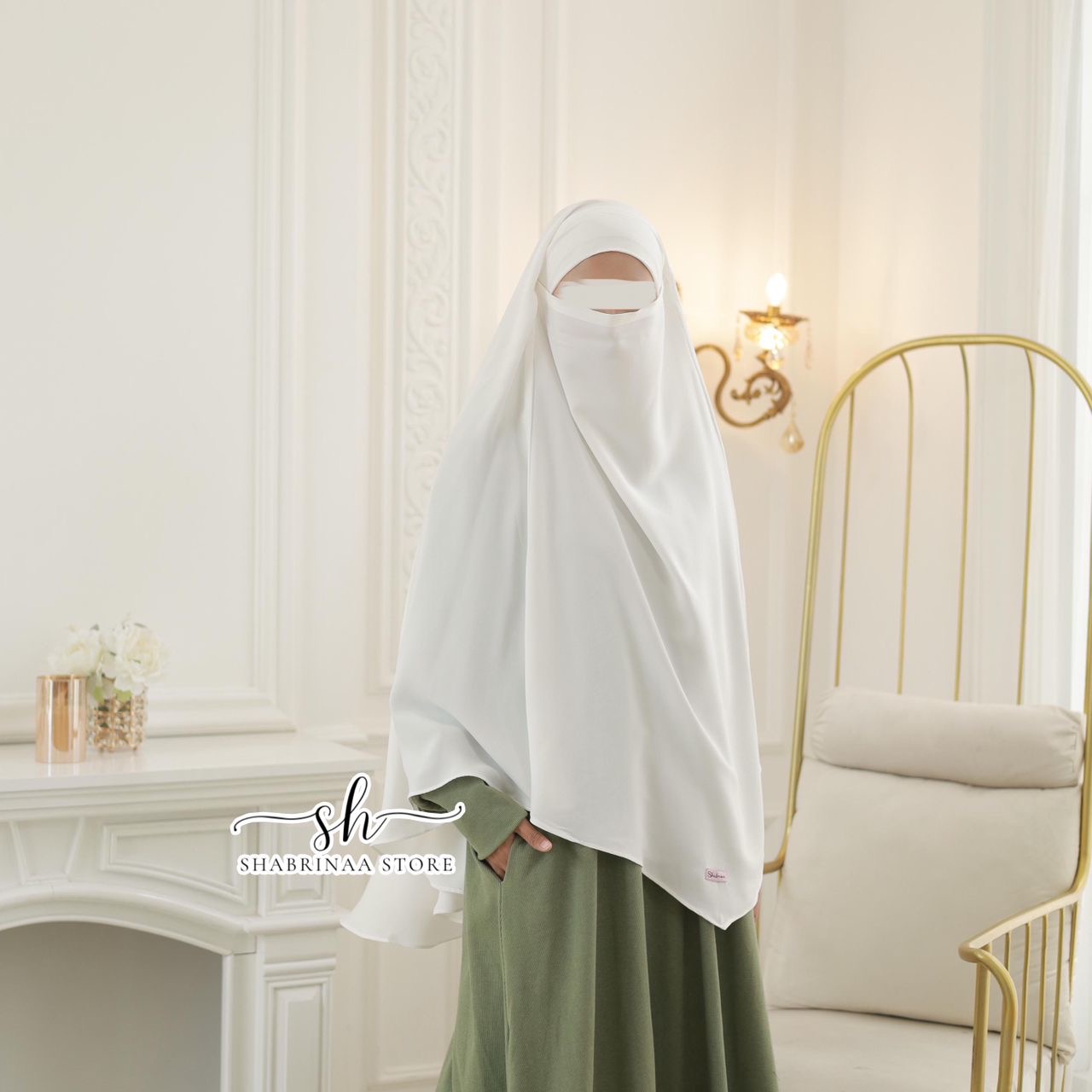 French Khimar Syari Nuha by Shabrina untuk Umrah (FREE CADAR) By Shabrina Store