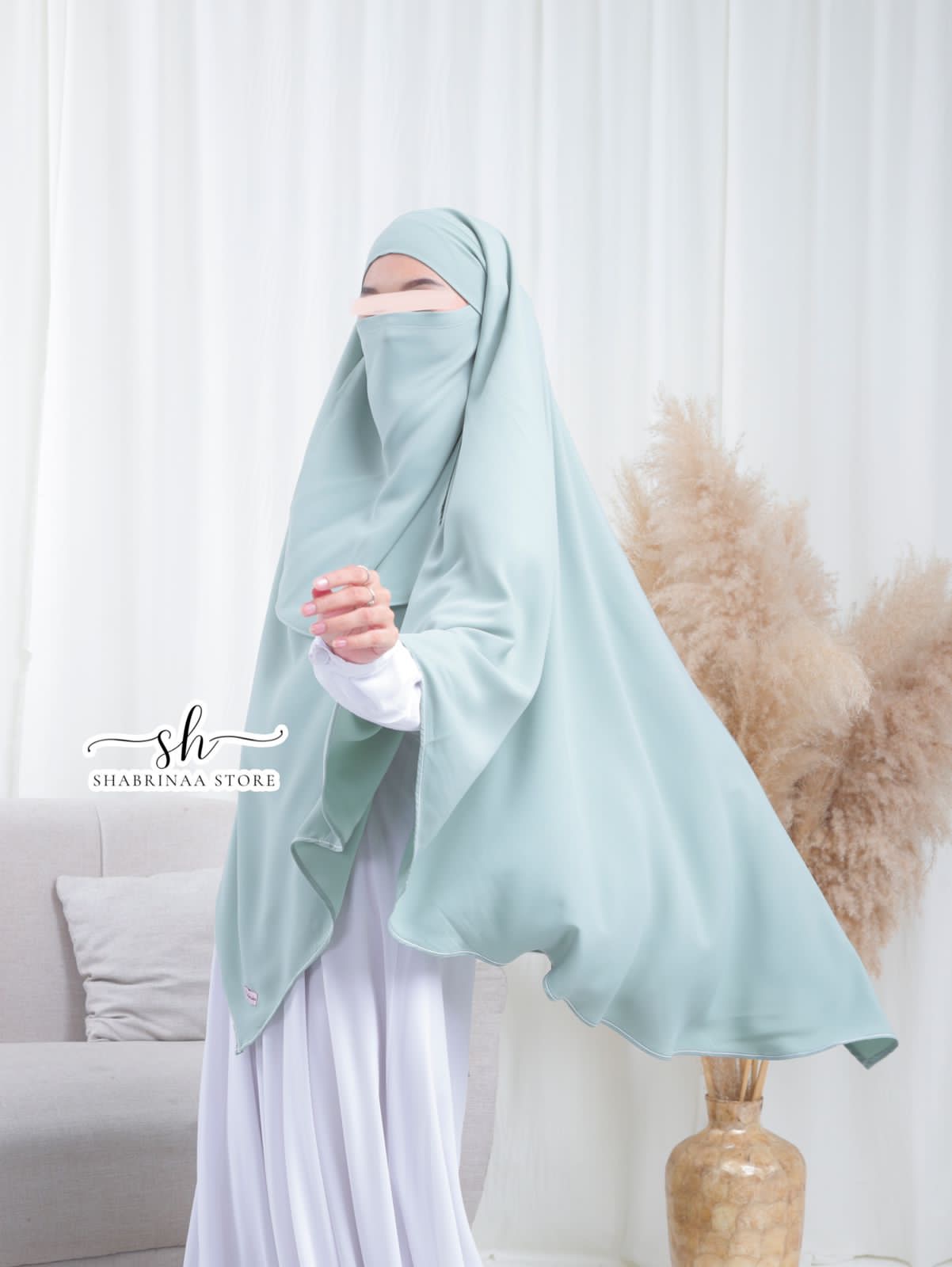 French Khimar Syari Nuha by Shabrina untuk Umrah (FREE CADAR) By Shabrina Store