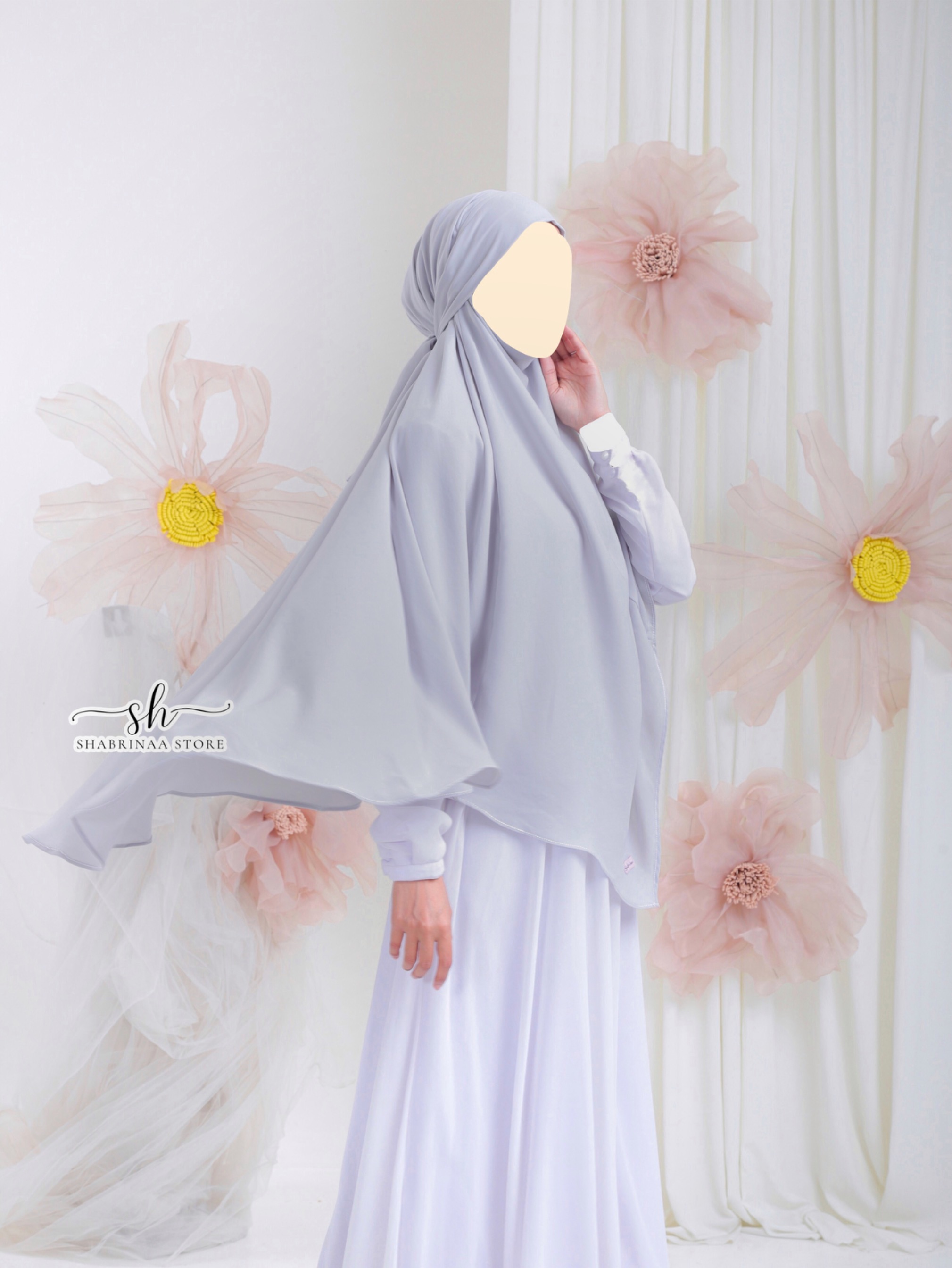 French Khimar Syari Nuha by Shabrina untuk Umrah (FREE CADAR) By Shabrina Store