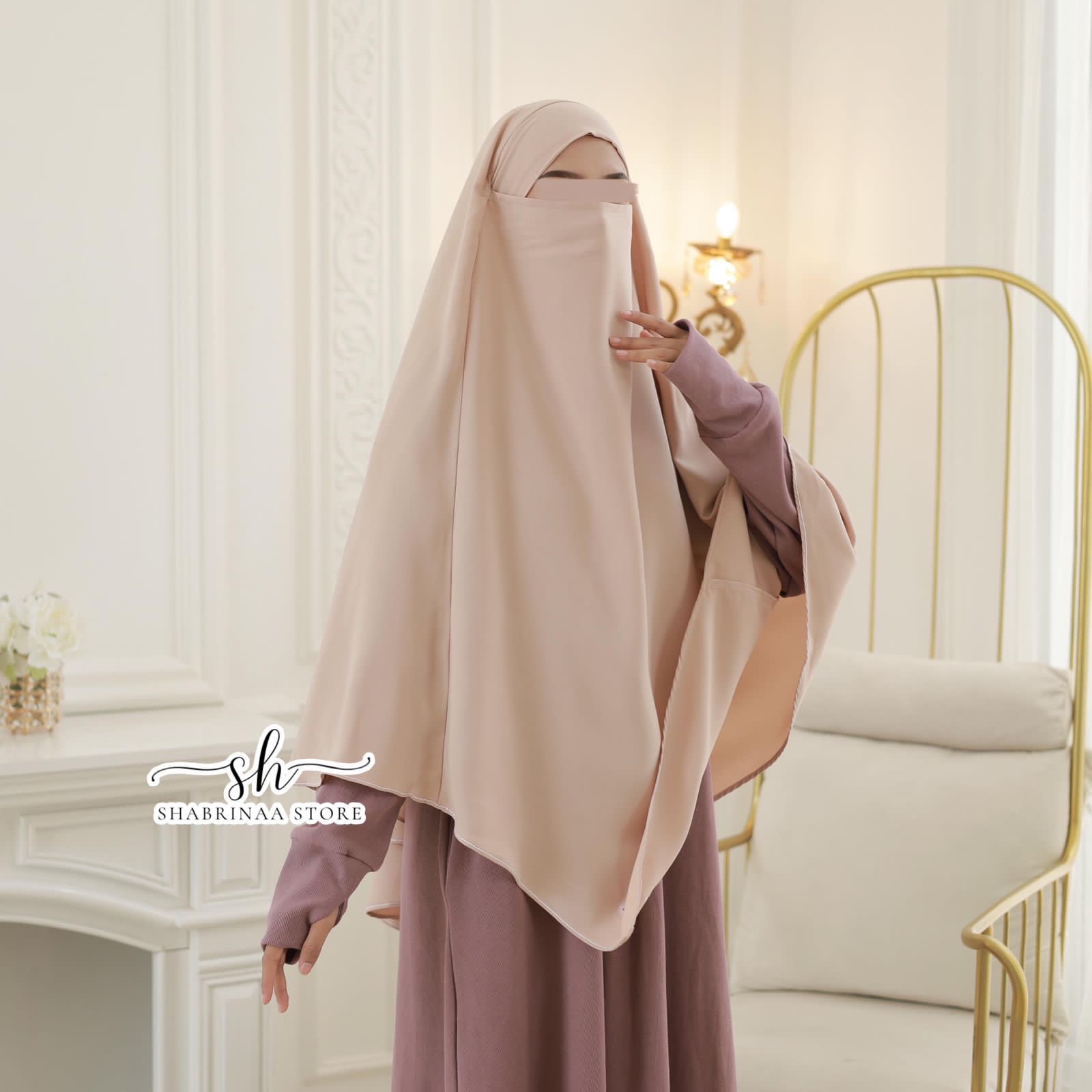 French Khimar Syari Nuha by Shabrina untuk Umrah (FREE CADAR) By Shabrina Store