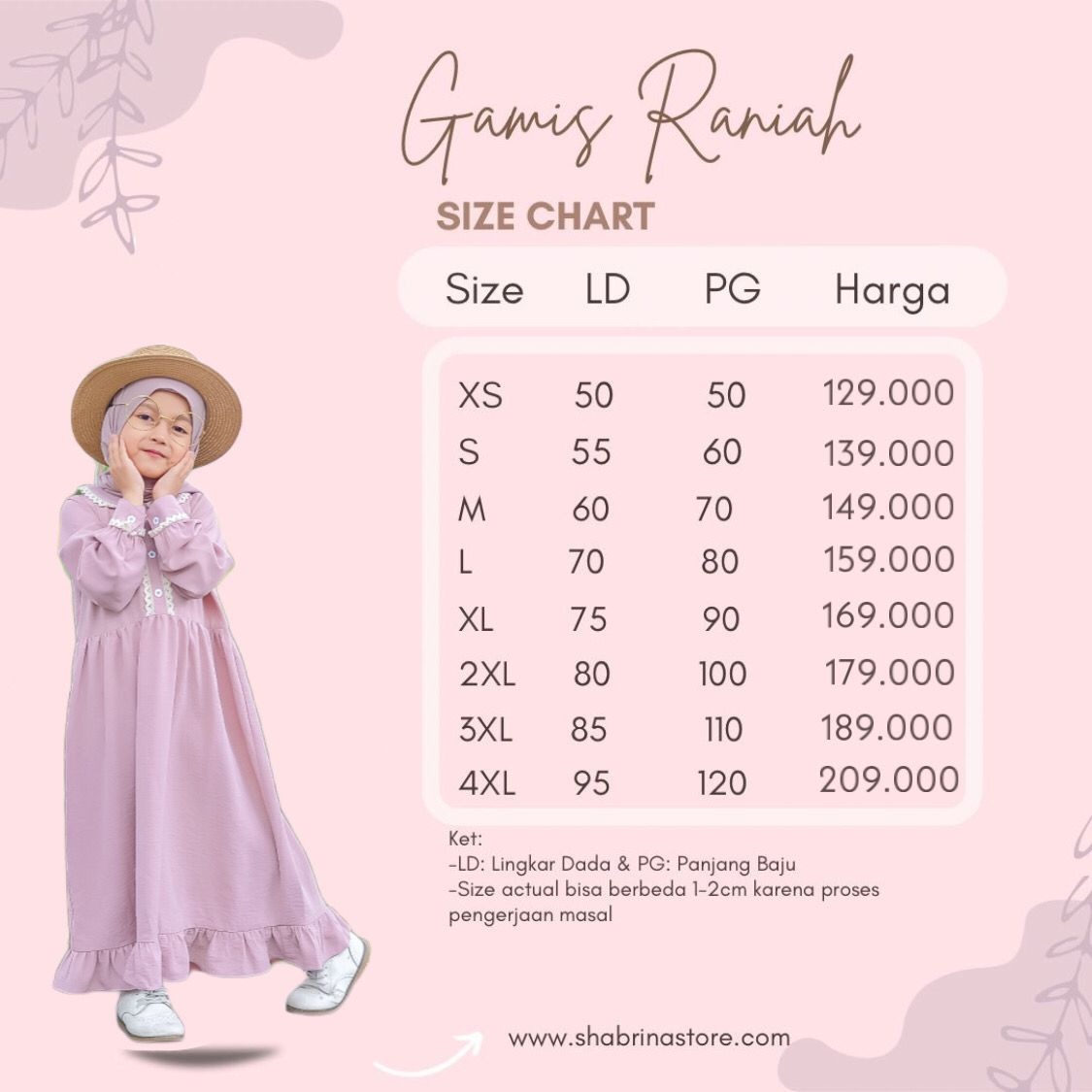 Gamis Raniah Polos by Shabrina (XS-L) By Shabrina