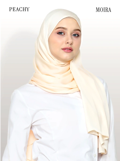 Image of Moira Matte Silk Luxury Shawl in Peachy