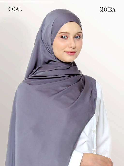 Image of Moira Matte Silk Luxury Shawl in Coal