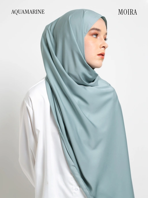 Image of Moira Matte Silk Luxury Shawl in Aquamarine