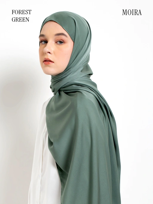 Image of Moira Matte Silk Luxury Shawl in Forest Green