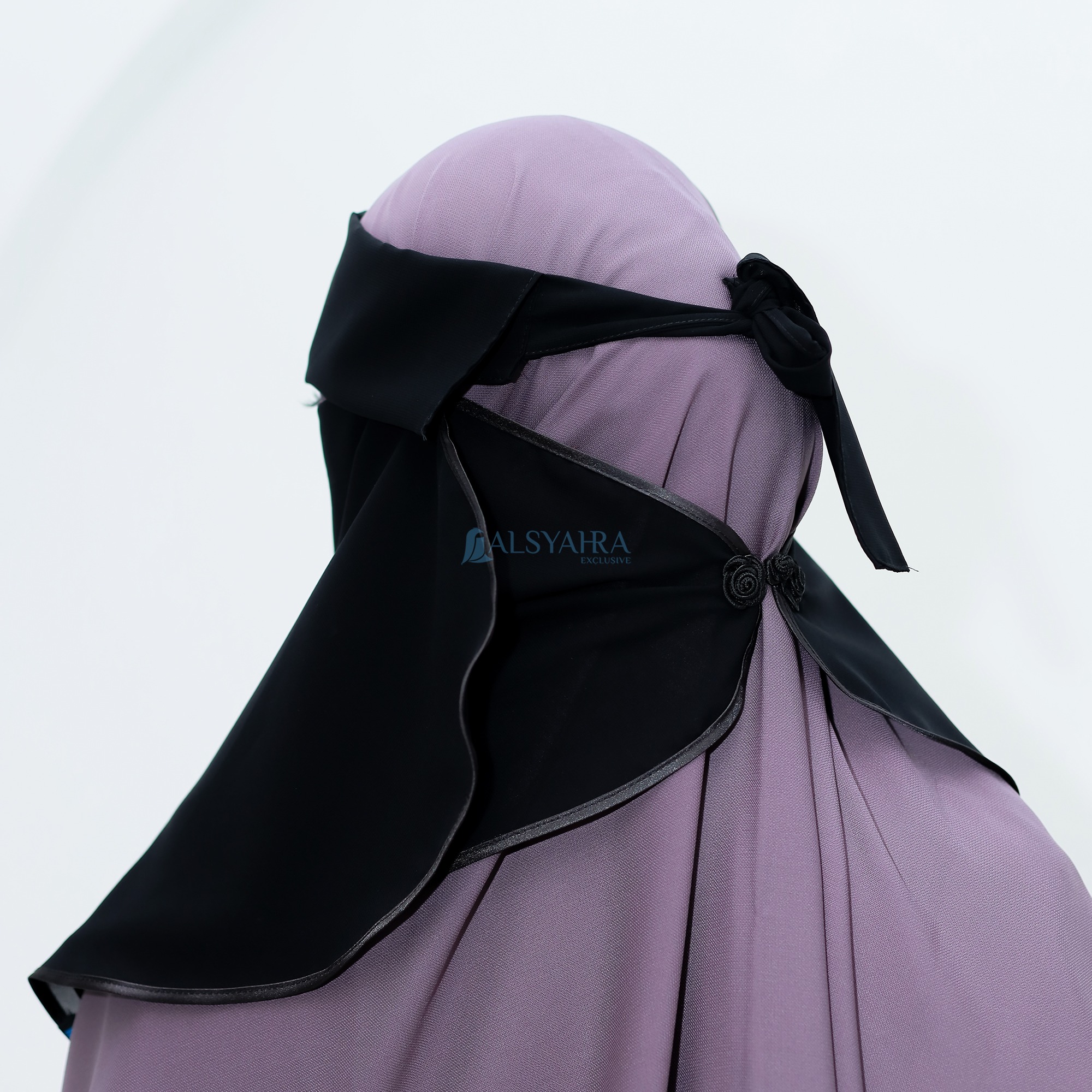 Alsyahra Exclusive - Niqab Poni Expand Bisban 2 Layer Sifon Silk Jetblack