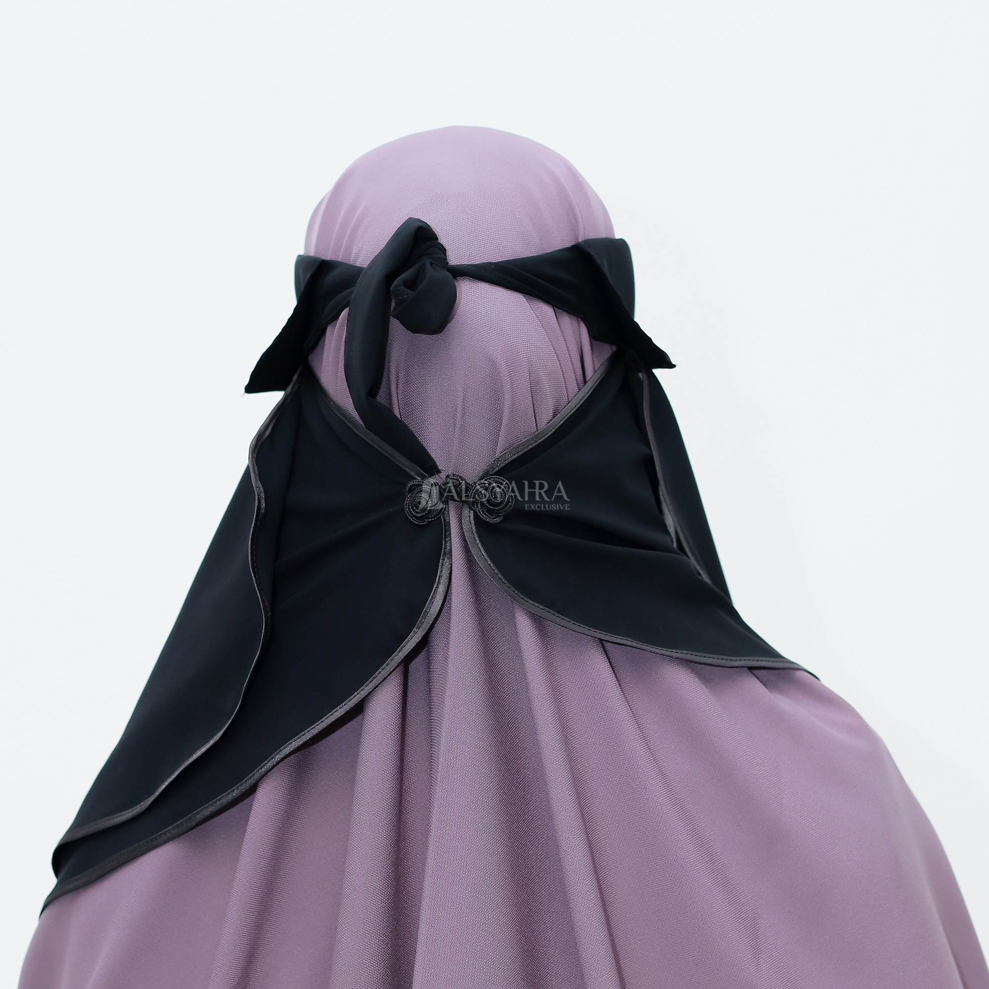 Alsyahra Exclusive - Niqab Poni Expand Bisban 2 Layer Sifon Silk Jetblack