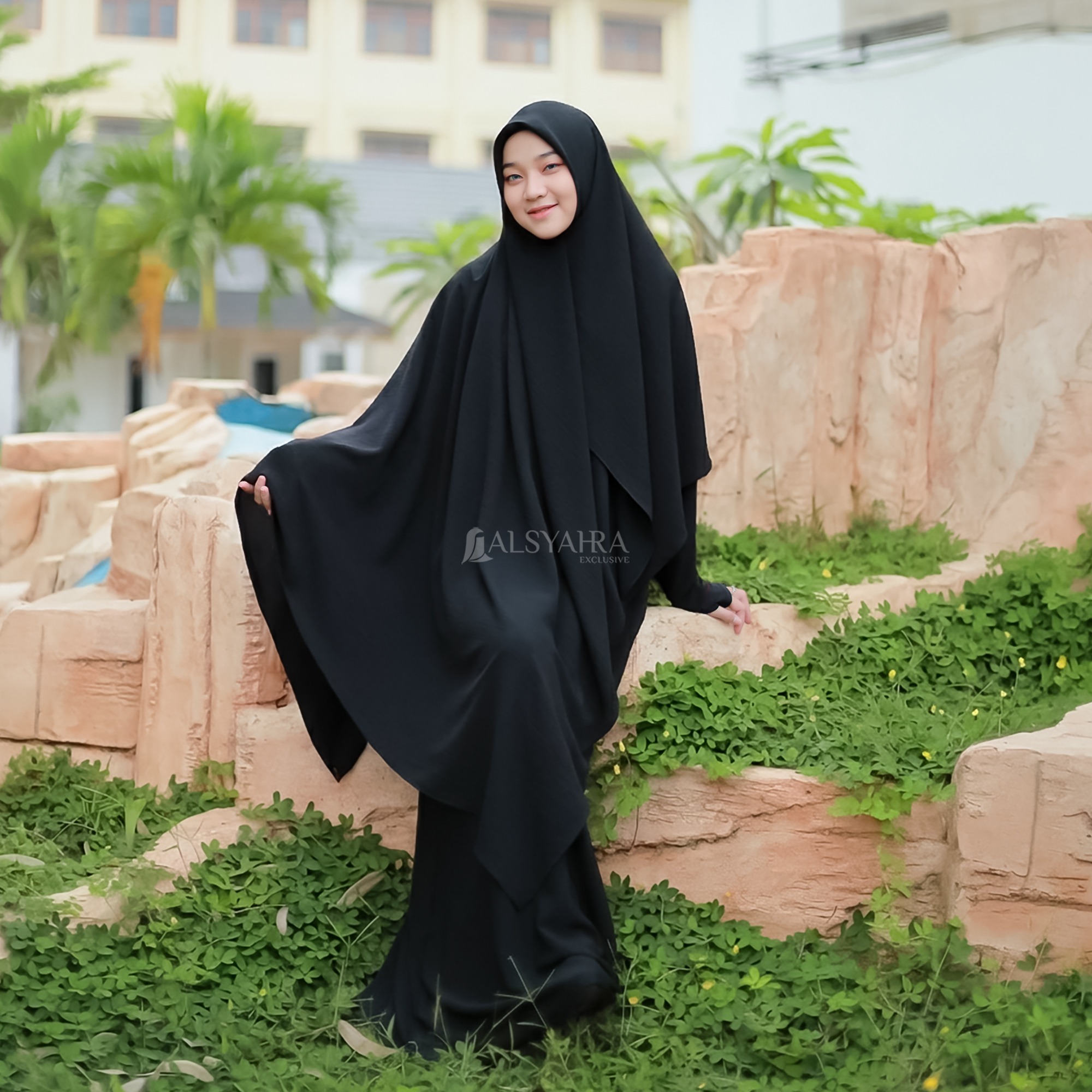 Alsyahra Exclusive - Set Khimar Square Cadar Tali Luxury Airflow