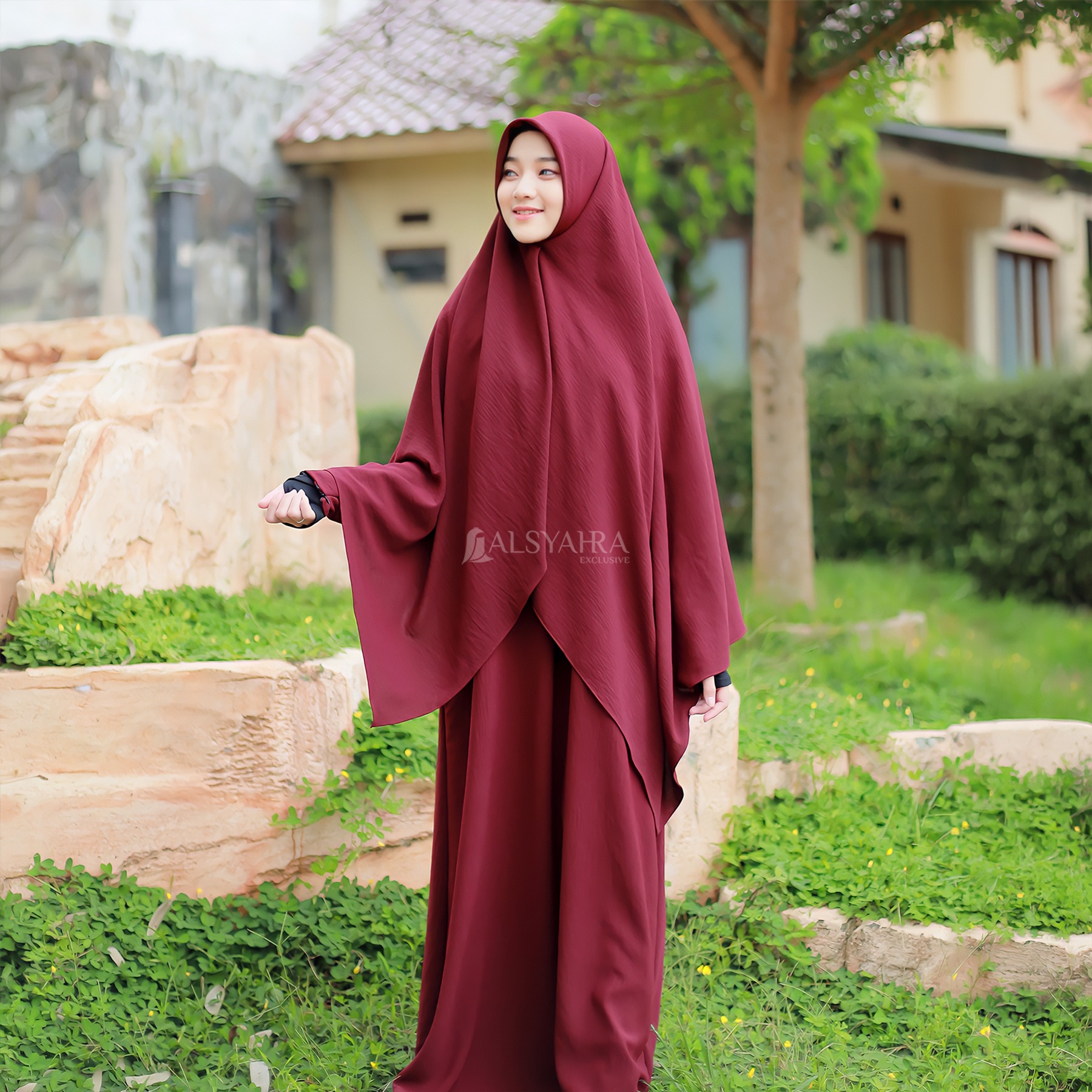 Alsyahra Exclusive - Set Khimar Square Cadar Tali Luxury Airflow