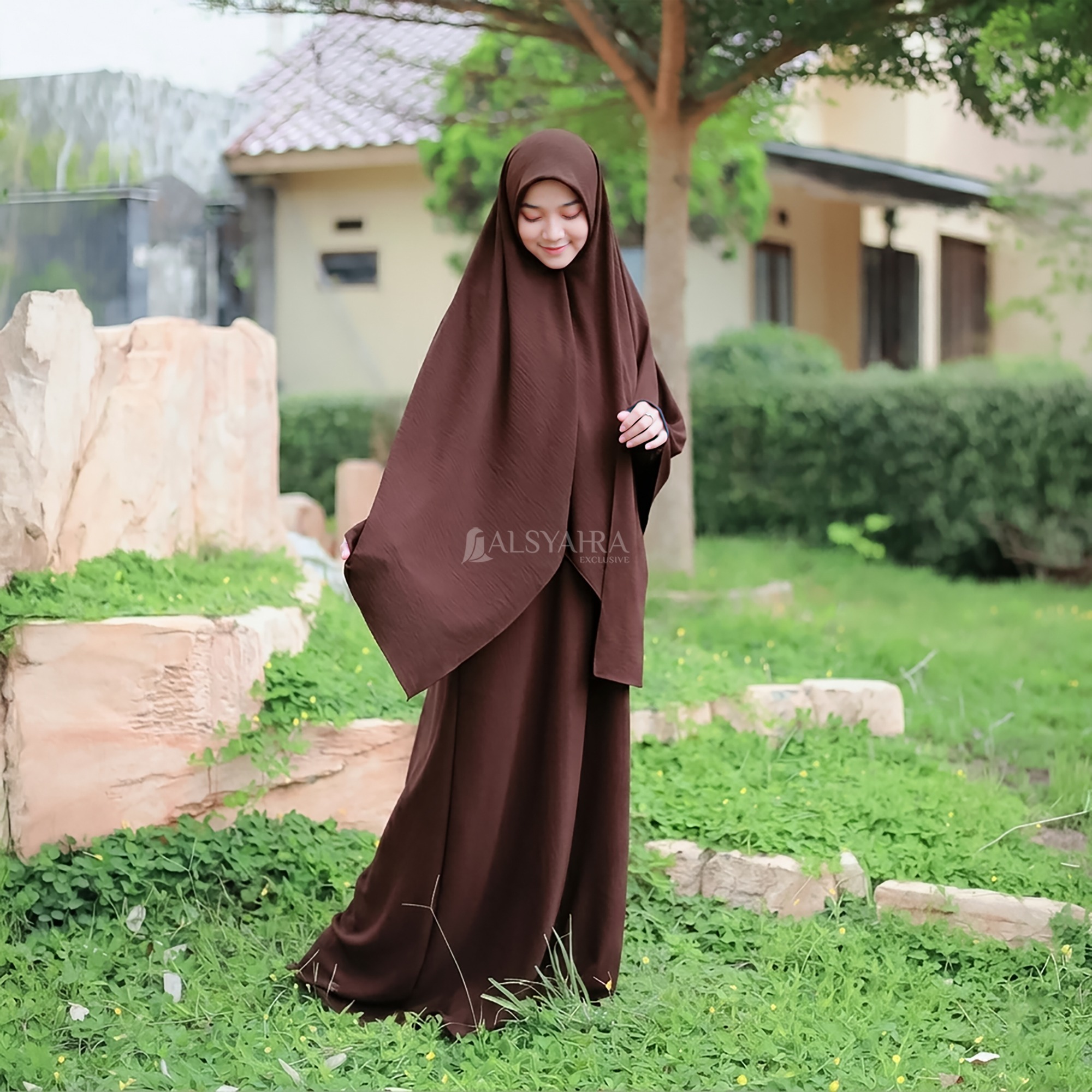 Alsyahra Exclusive - Set Khimar Square Cadar Tali Luxury Airflow