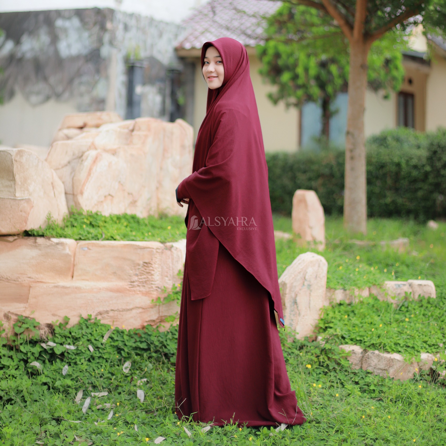 Alsyahra Exclusive - Set Khimar Square Cadar Tali Luxury Airflow