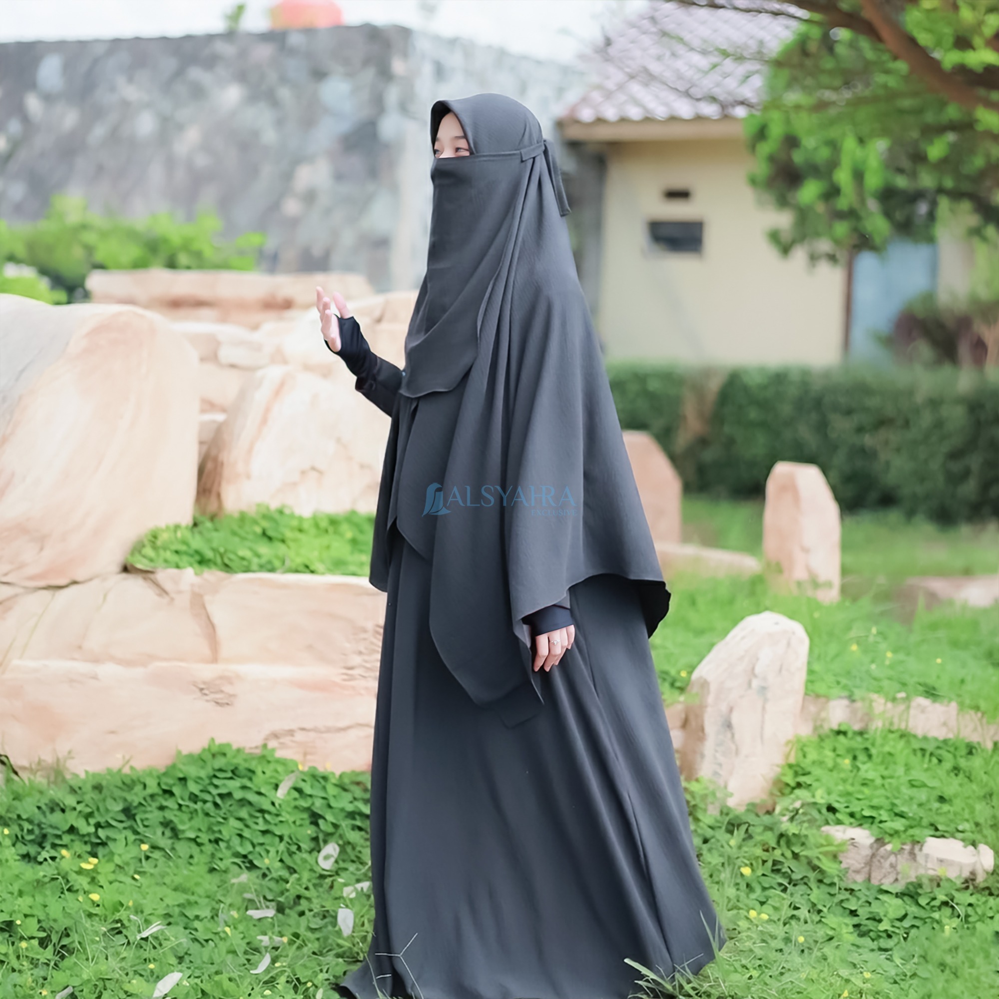 Alsyahra Exclusive - Set Khimar Square Cadar Tali Luxury Airflow