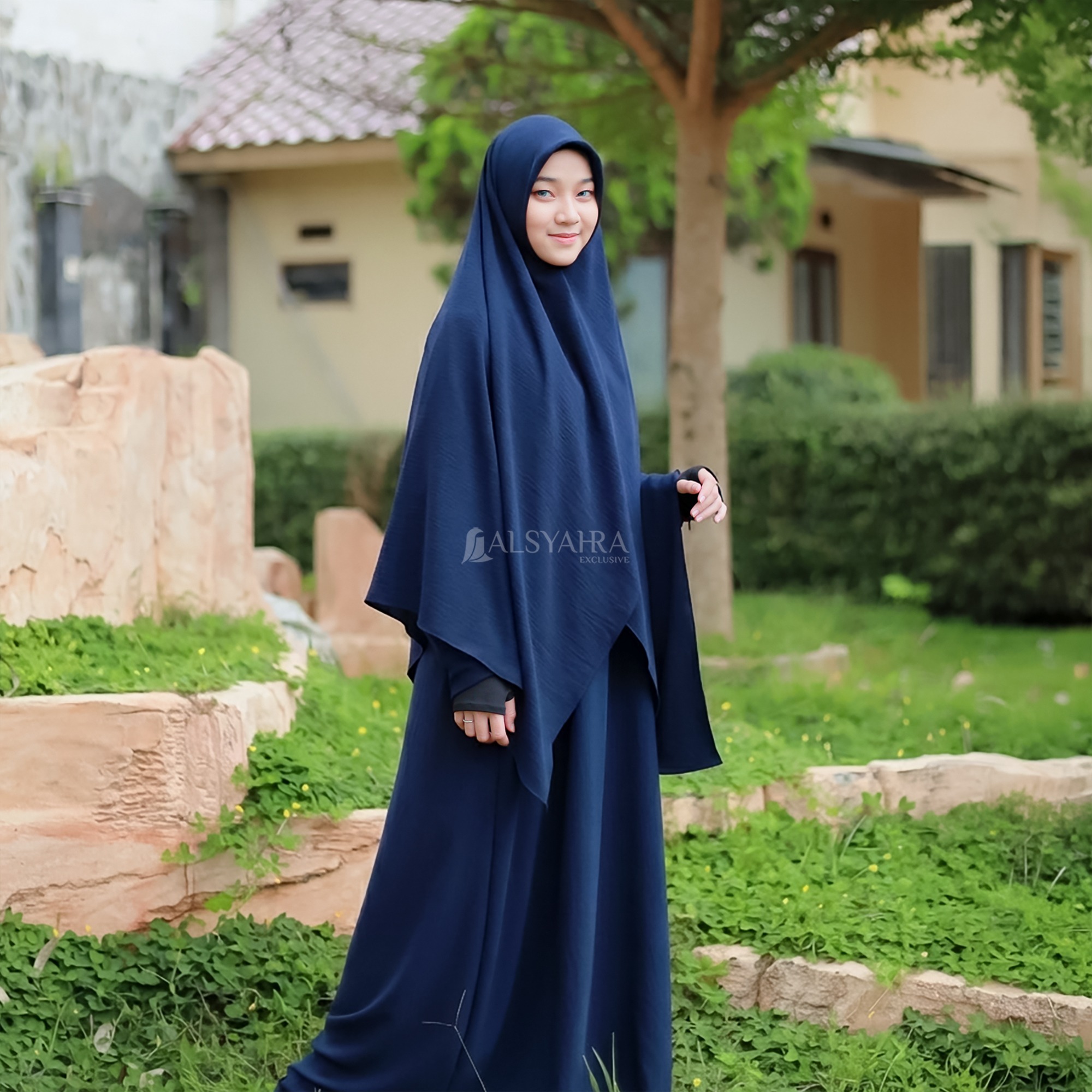 Alsyahra Exclusive - Set Khimar Square Cadar Tali Luxury Airflow