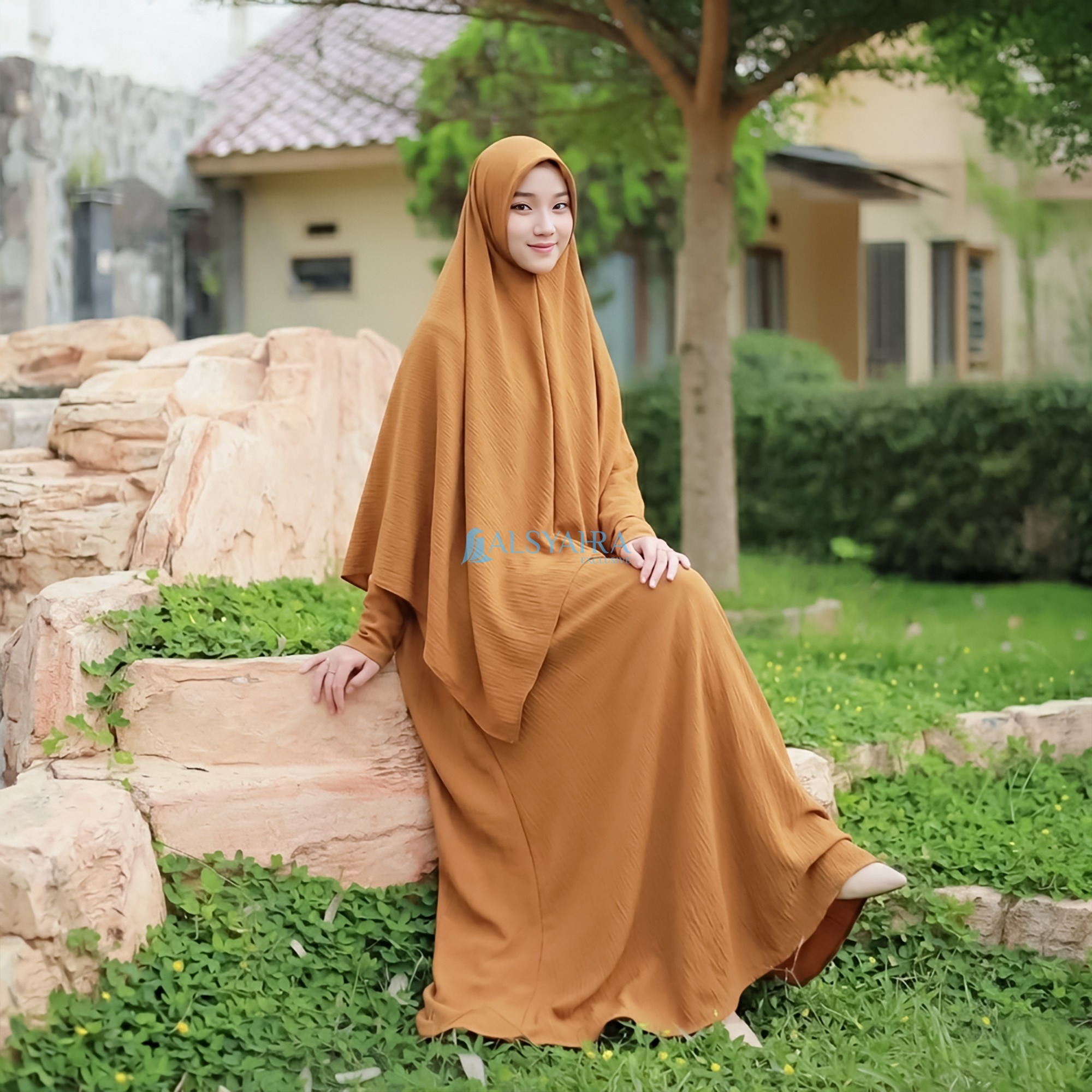 Alsyahra Exclusive - Set Khimar Square Cadar Tali Luxury Airflow