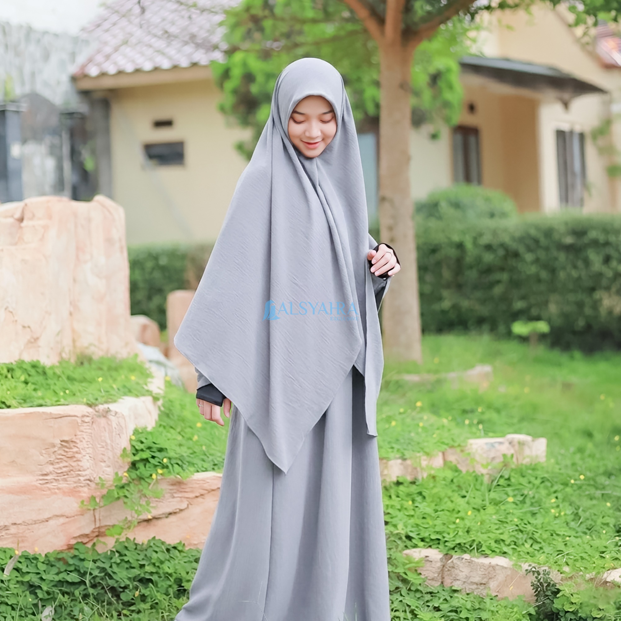 Alsyahra Exclusive - Set Khimar Square Cadar Tali Luxury Airflow